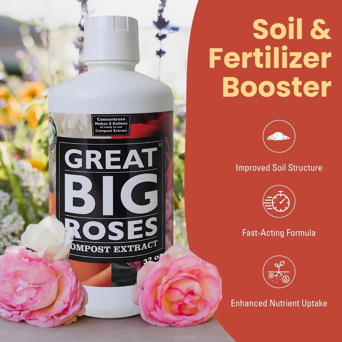 Great Big Roses – Soil and Rose Fertilizer Booster to Grow The Best 32 Ounces