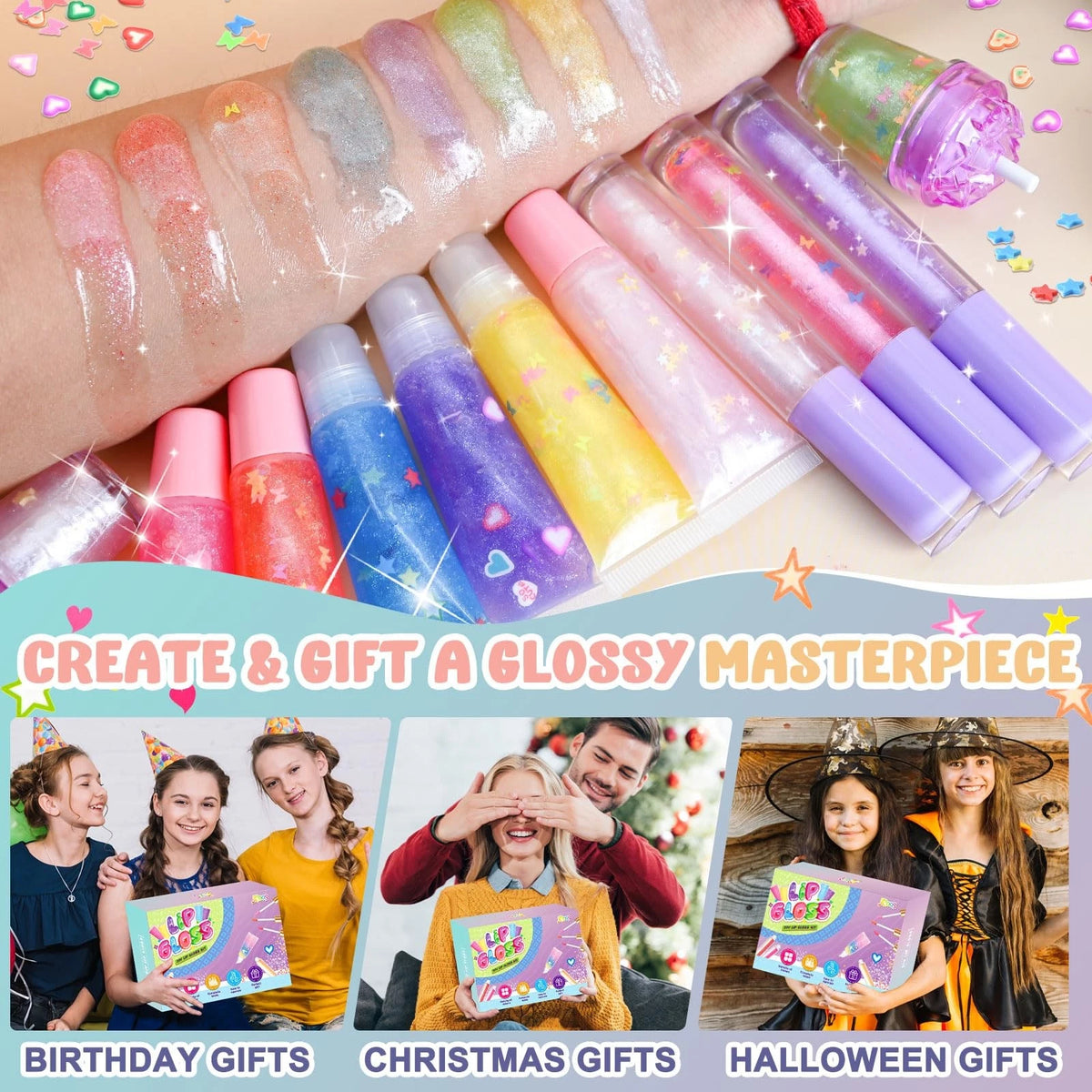 Jcoos Lip Gloss Making Kit, Fun Kit 0.62 Fl Oz (Pack of 66), Purple