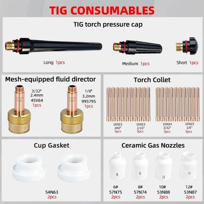 35PCS Large Bore Gas Lens Kit for WP-17/18/26 TIG Torch Jumbo Alumina 35pcs
