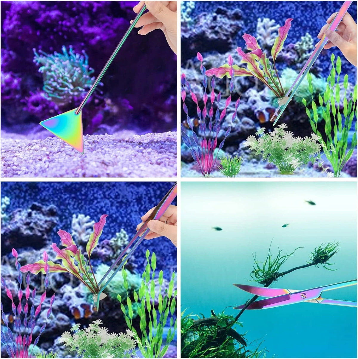 4 in 1 Quarium Aquascape Tools Kits, Anti-Rust Stainless Steel Multicolor