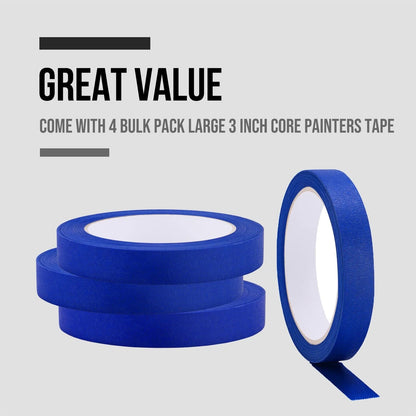 Lichamp Blue Painters Tape 3/4 inch, 4 Pack Masking