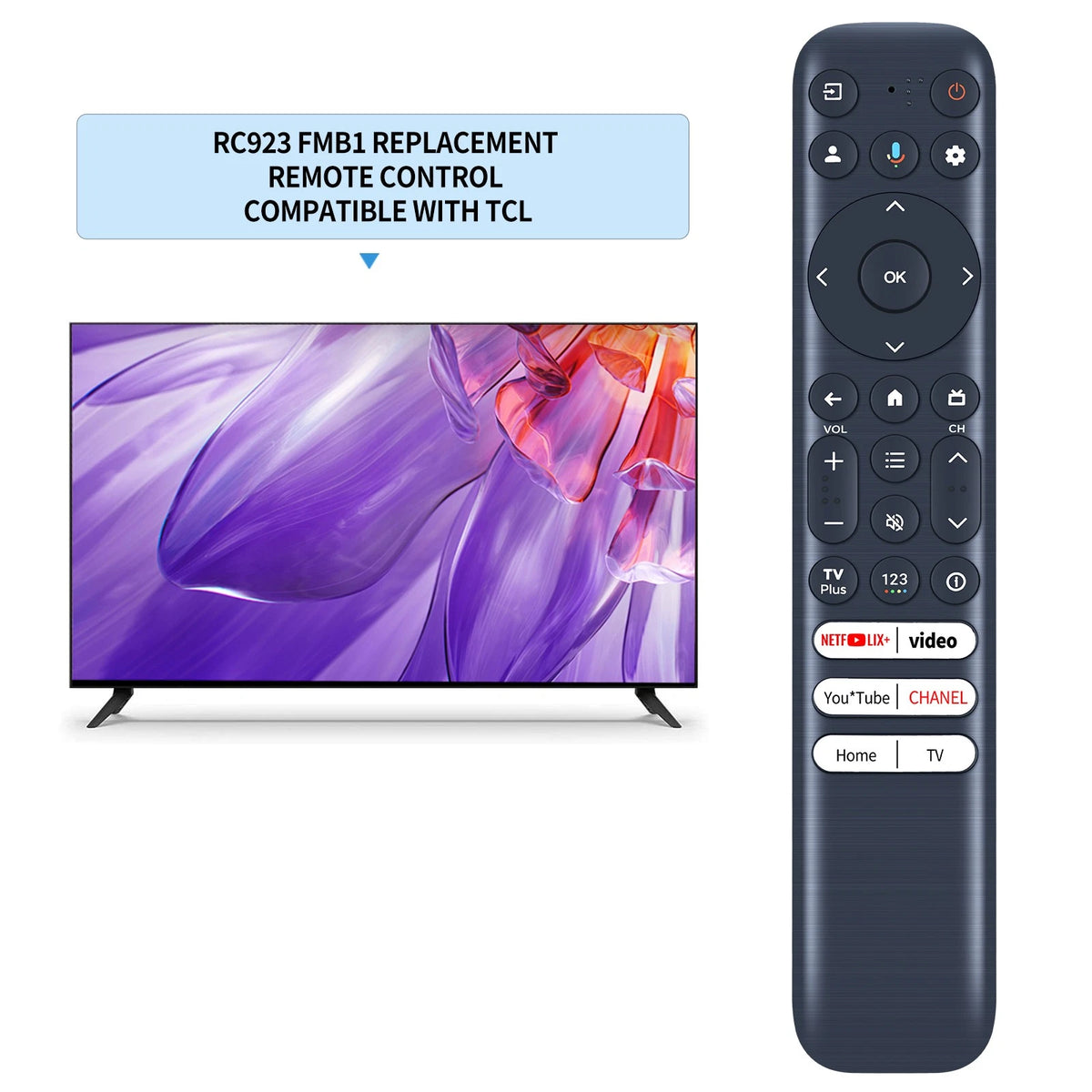 RC923 FMB1 Voice Remote Control For TCL TV Q650G Q750G QM850G S450G Series