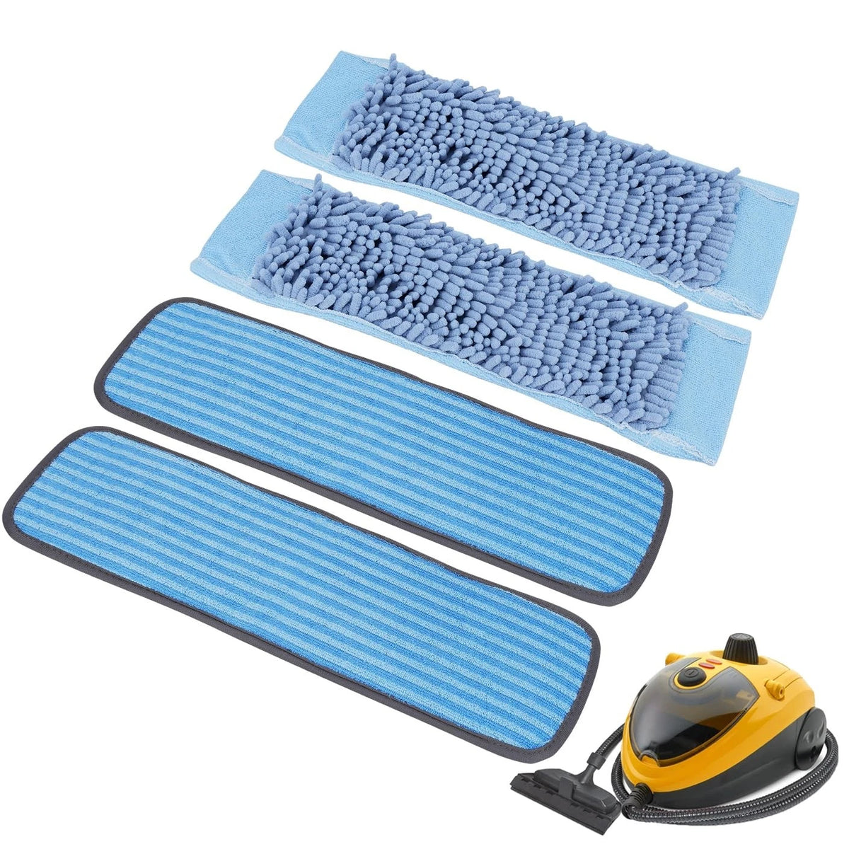 Microfiber Steam Mop Pads Compatible with 2cleaning pads+2chenille pads, Blue
