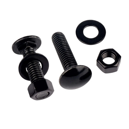 1/4-20 x 1 Stainless Steel Carriage Bolts and x 1" (10 Sets), Black