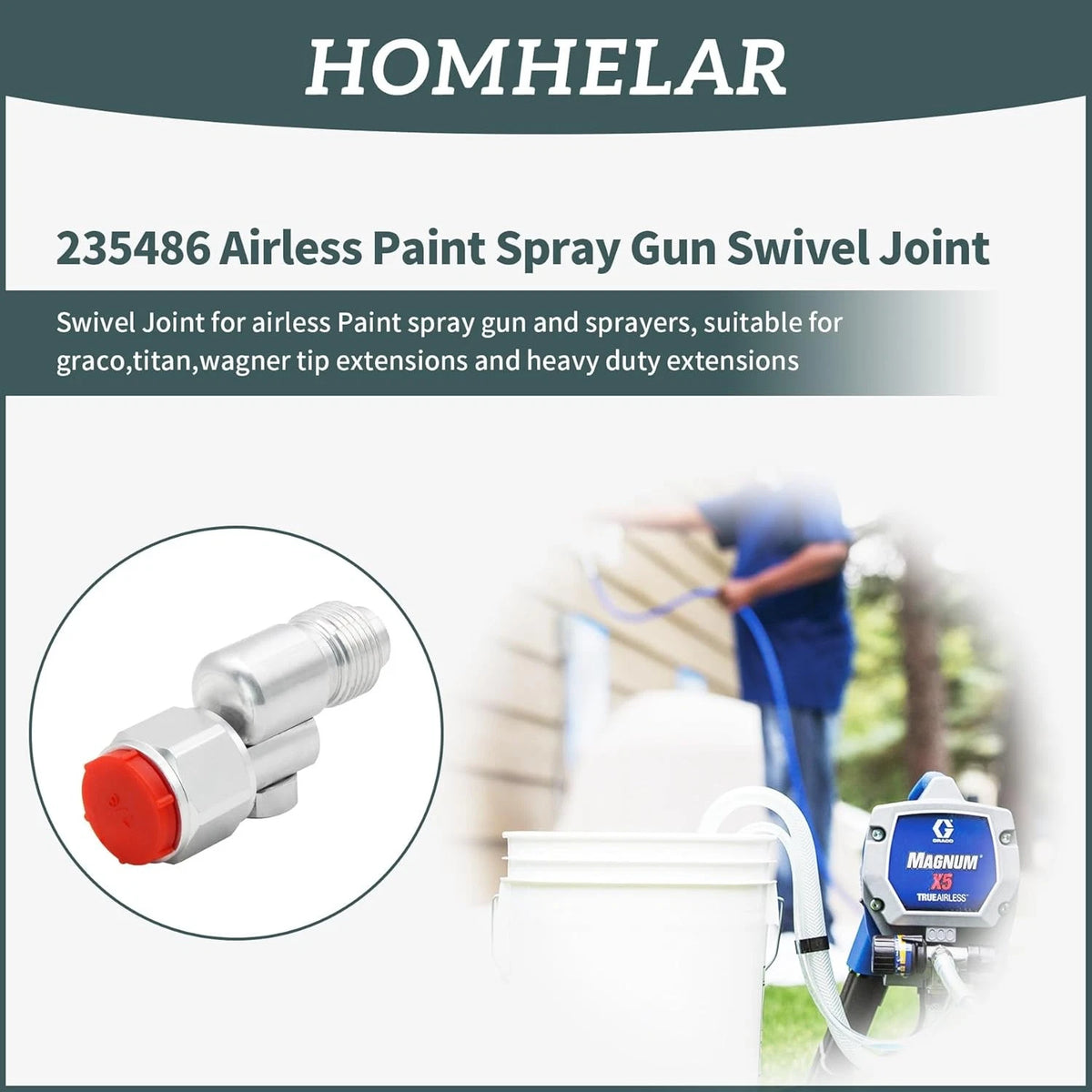 235486 7/8 Inch Thread 180 Degree Rotation Airless Paint Spray Gun Silver