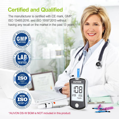 AUVON DS-W Draw-in Blood Glucose Test Strips for use 200 Count (Pack of 1)