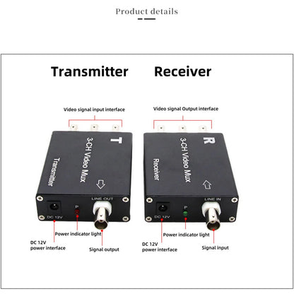 3CH Analog Camera Receiver&Transmitter Video Multiplexer Home Camera Accessories