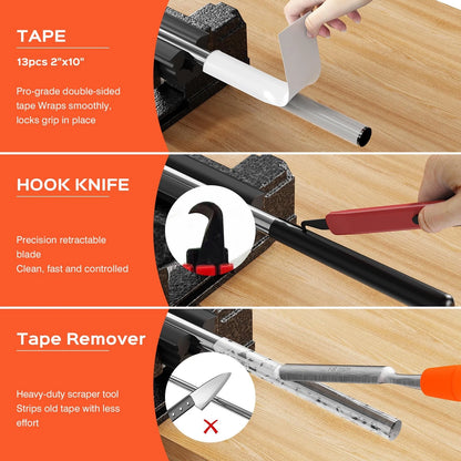 Hibijou Portable Golf Club Regripping Kit with Bench Vise – Medium, Black
