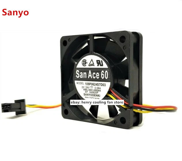 SANYO 109P0624S7D03 A90L-0001-0552#A DC 24V 0.08A 60*60*15mm Fanuc coooling fan