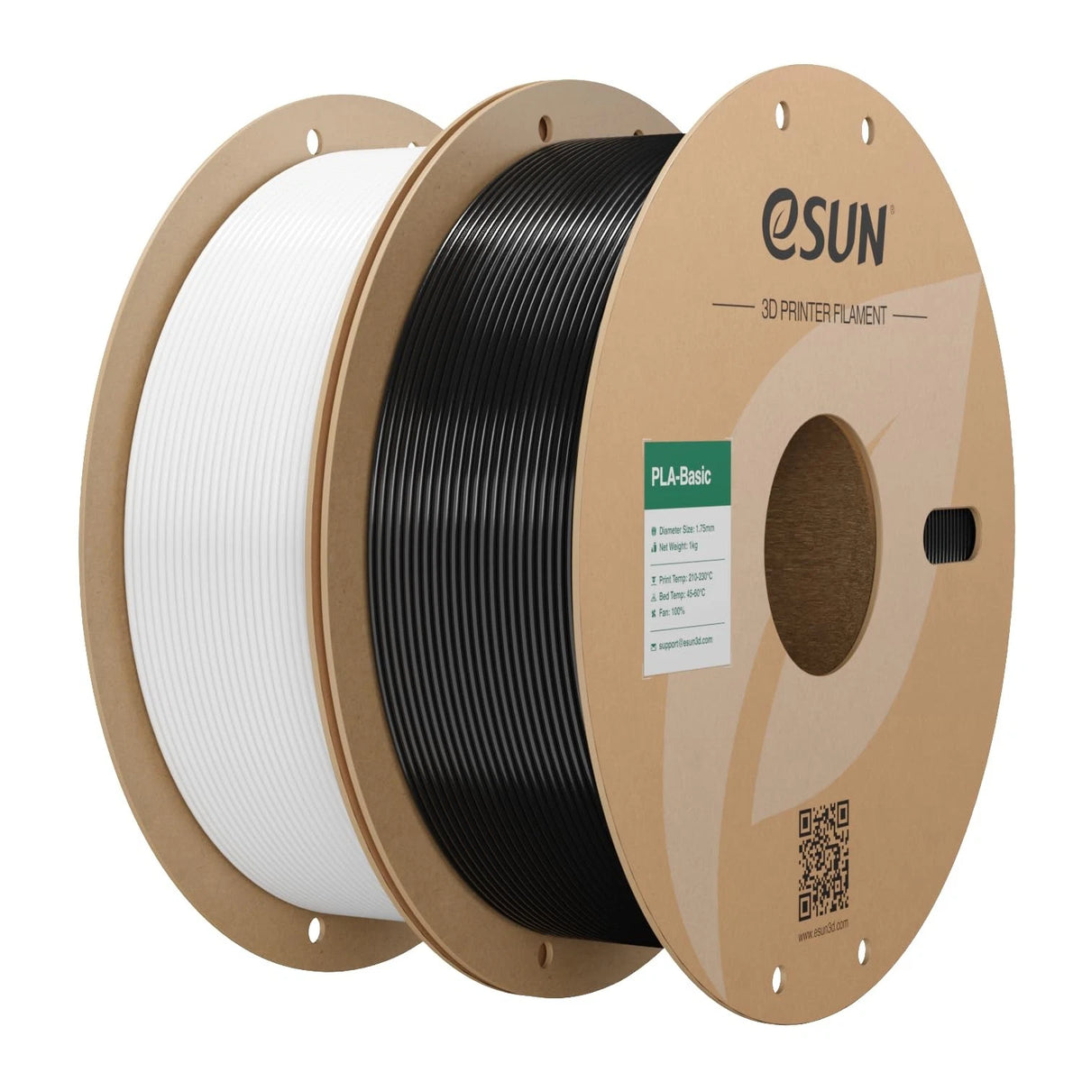 eSUN PLA Basic Filament 1.75mm, 3D Printer 2KG, Cwb-cold White + Black