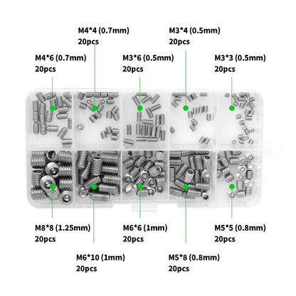 Stainless Steel M3 M4 M5 M6 M8 Allen Head Socket Hex Set Grub Screw Assortment
