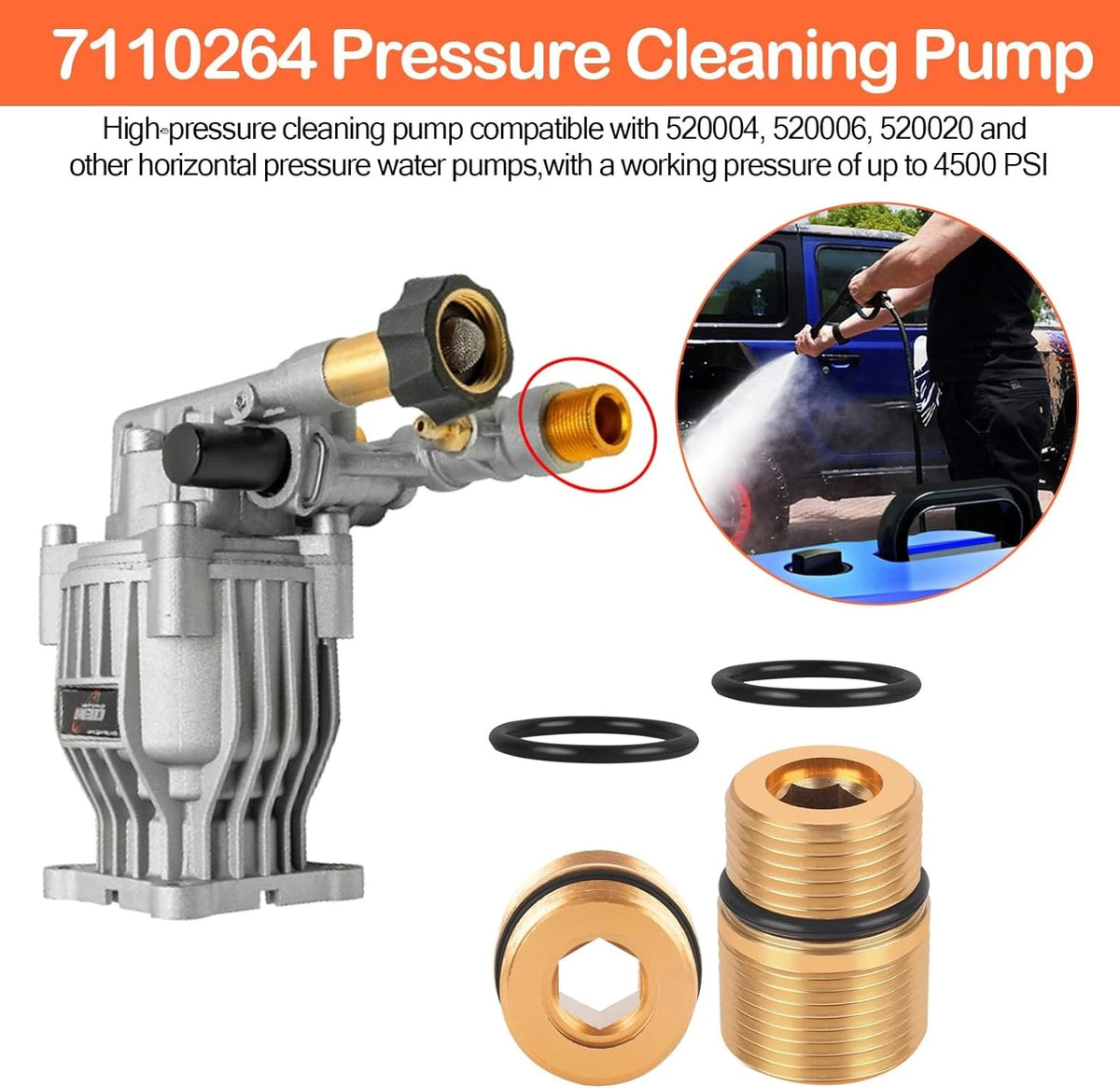 Pressure Washer Pump Outlet Fitting 7110264 -M20 to M22 Water Outlet...