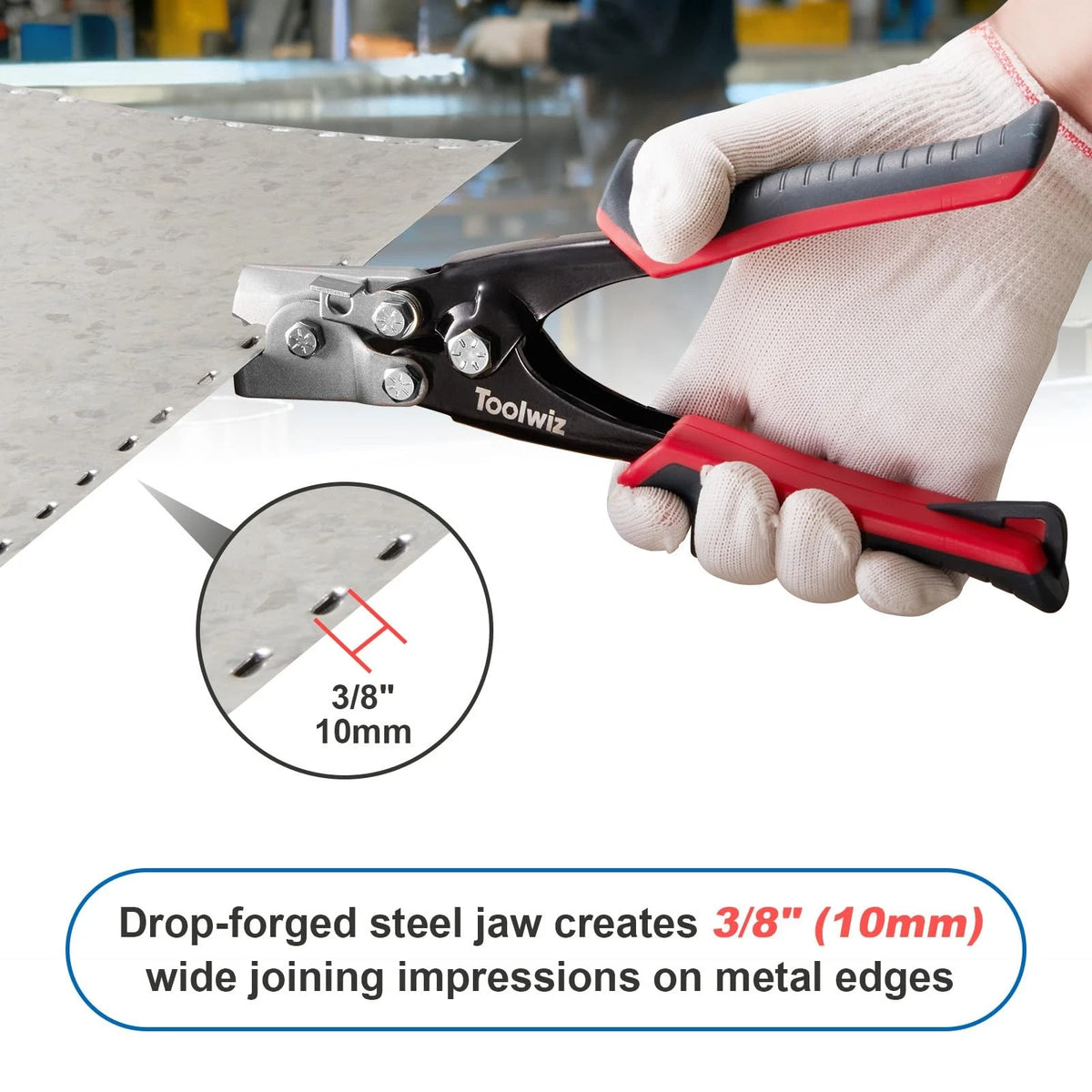 Toolwiz Snap Lock Punch Tool for Sheet Metal, Gutter Crimping 8-1/2"