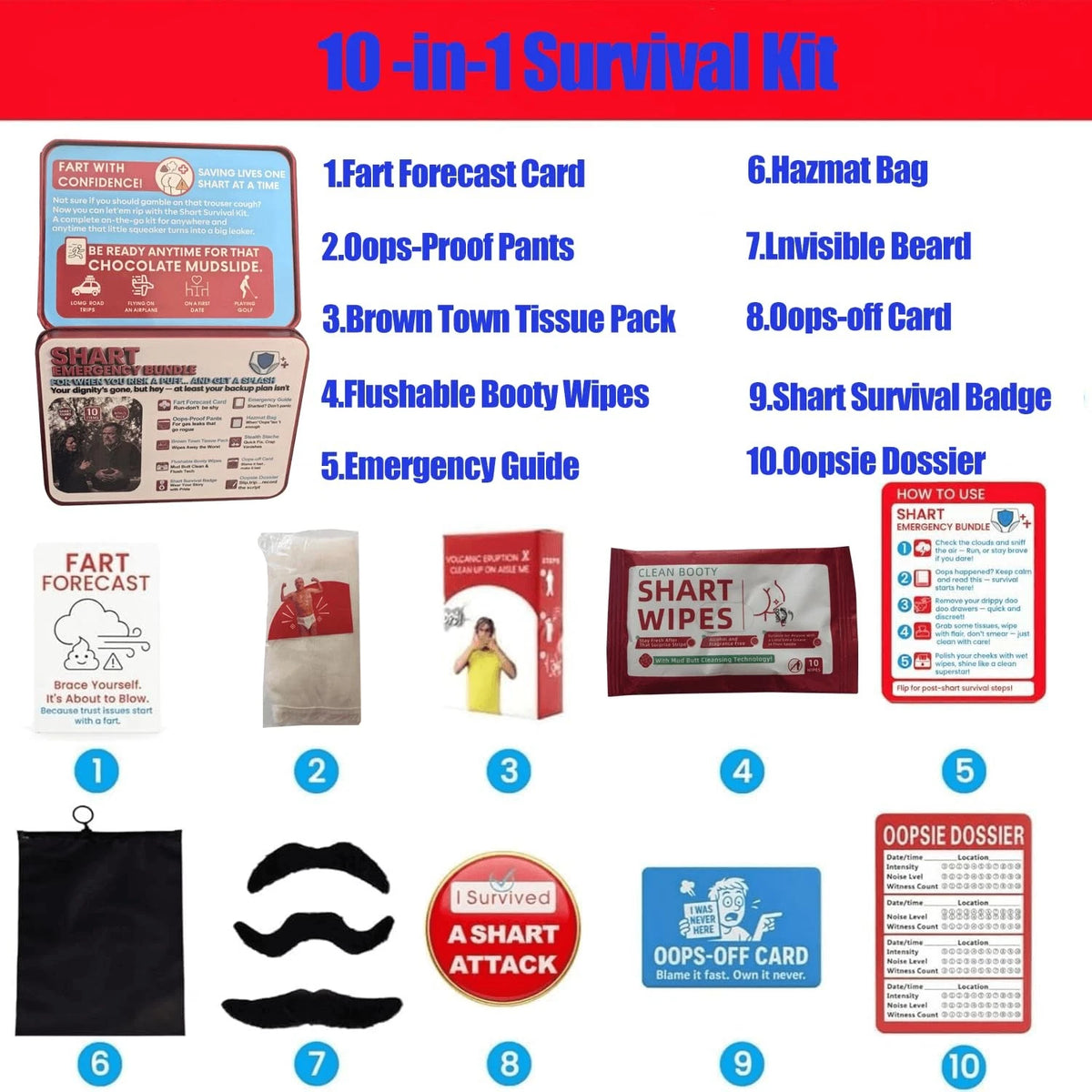 Funny Sharting Survival Kit – Ultimate Poop Prank Gag Gift Set for Adults –...