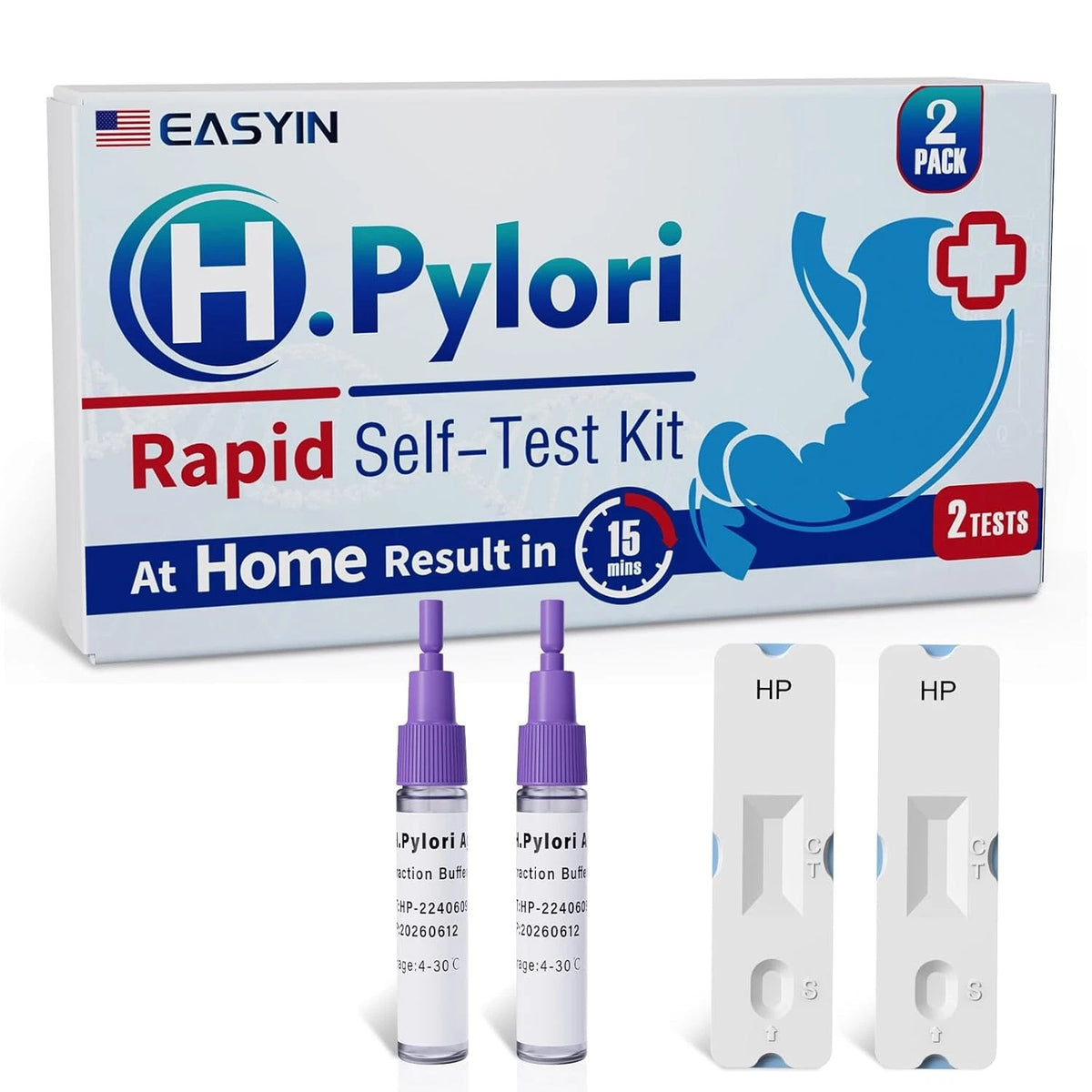 H Pylori Test Kit: 2 PCS Fast & Highly Accurate & Easy to Use & Read...