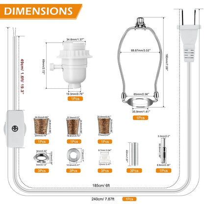 Make a Lamp or Rewire Kit,DIY Bottle Wiring Kit Includes 3-Way white