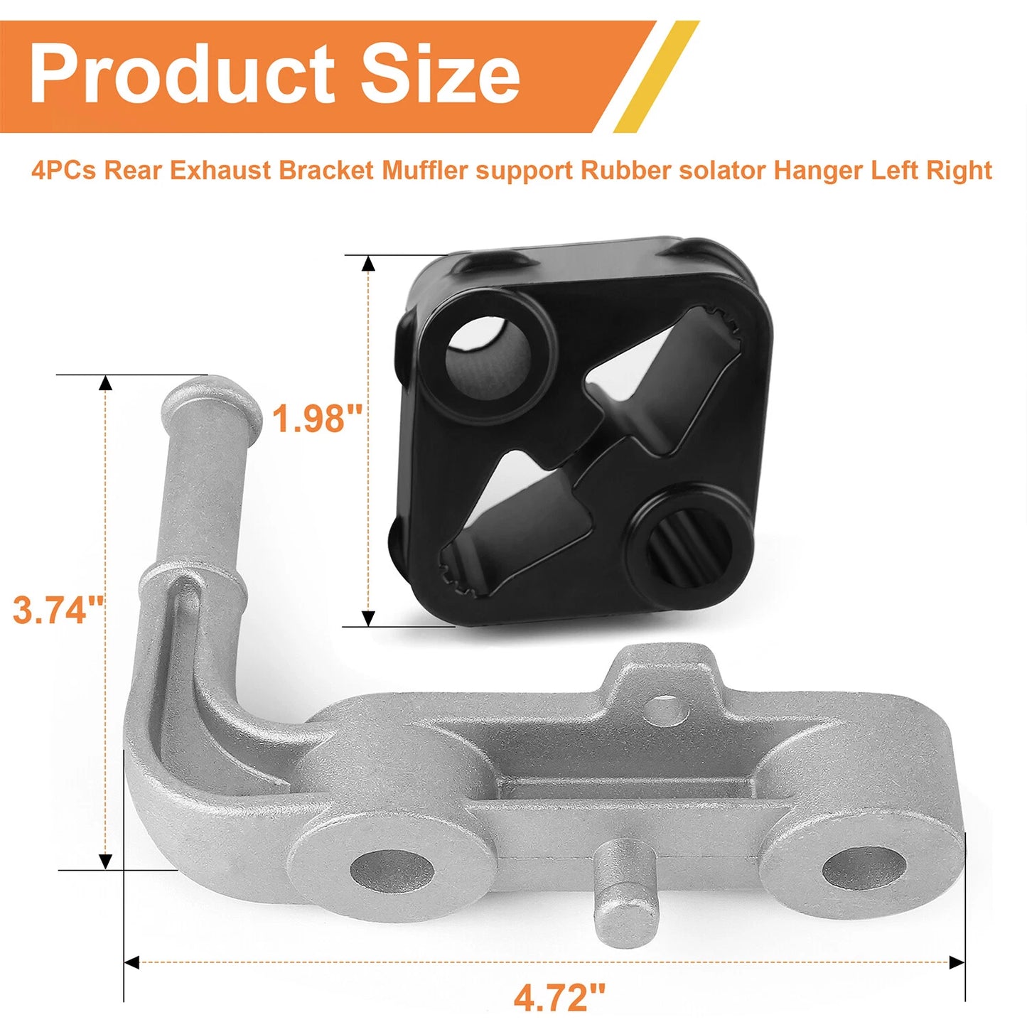4Pcs Rear Left Right Exhaust Bracket Muffler Support Rubber Isolator Hanger