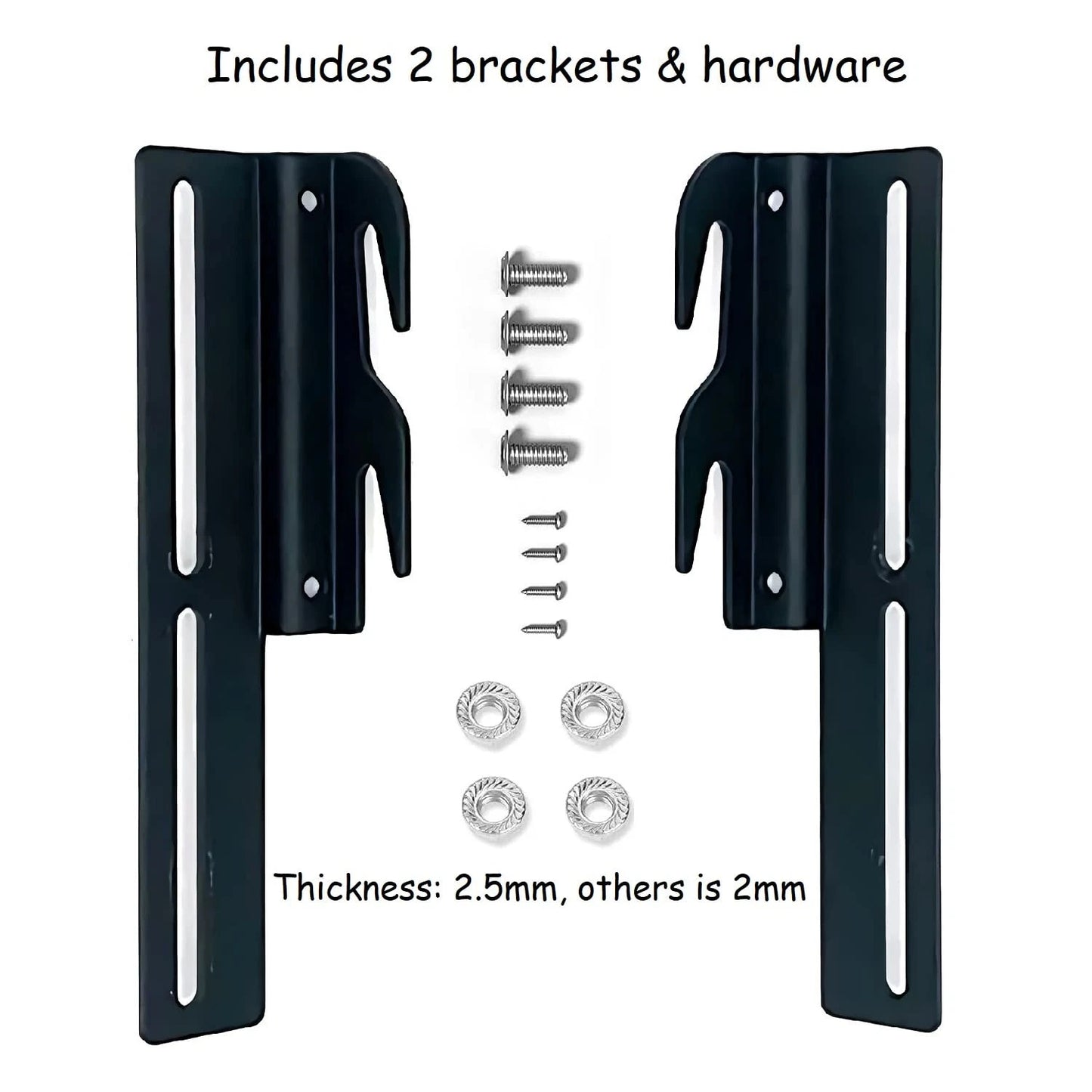 2Pcs #711 Bolt-On to Hook-On Bed Frame Conversion 2pcs 711 brackets, Black