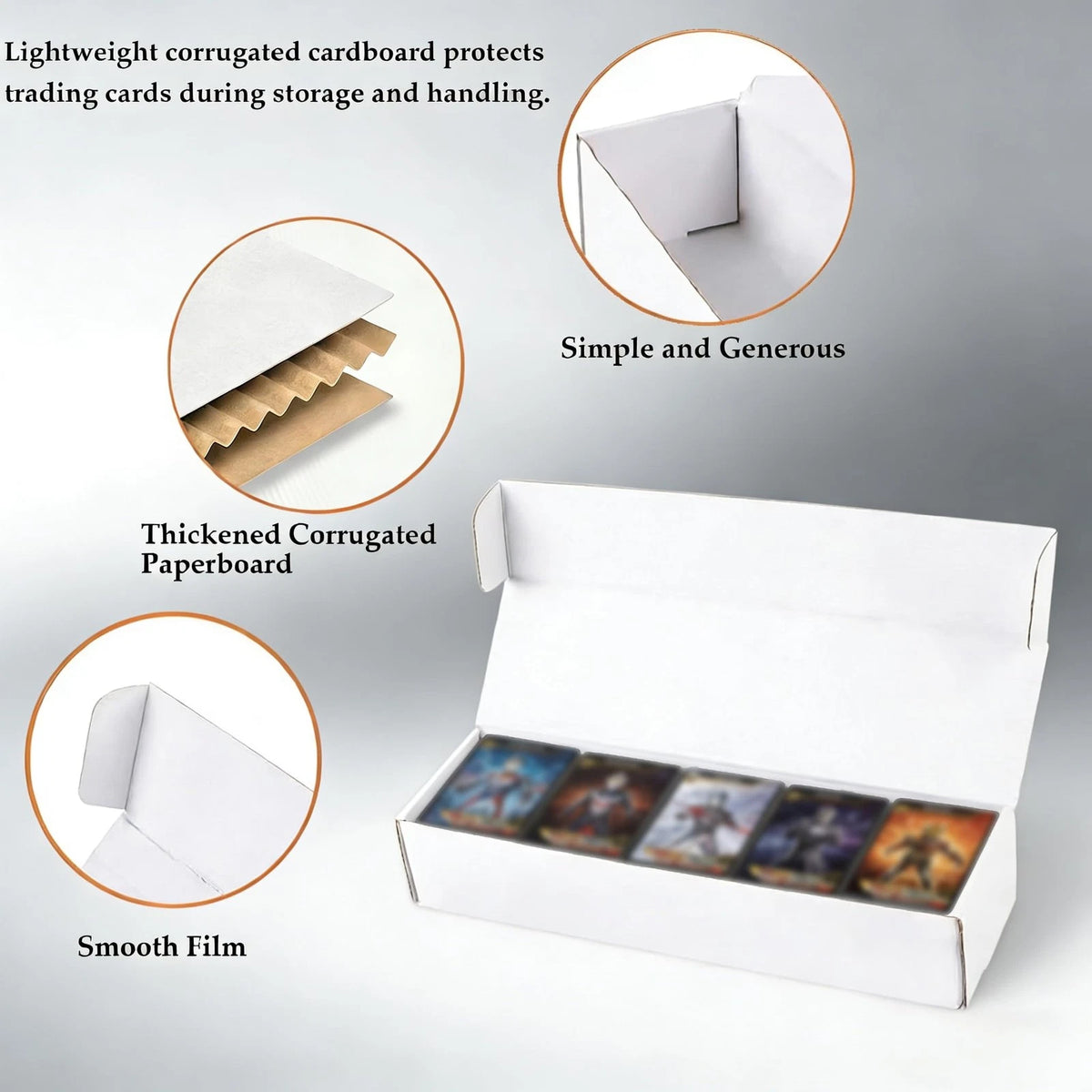 OPPERLLY 3 Pack Trading Card Storage Box, 3 Size Designs 3 Pack, WHITE