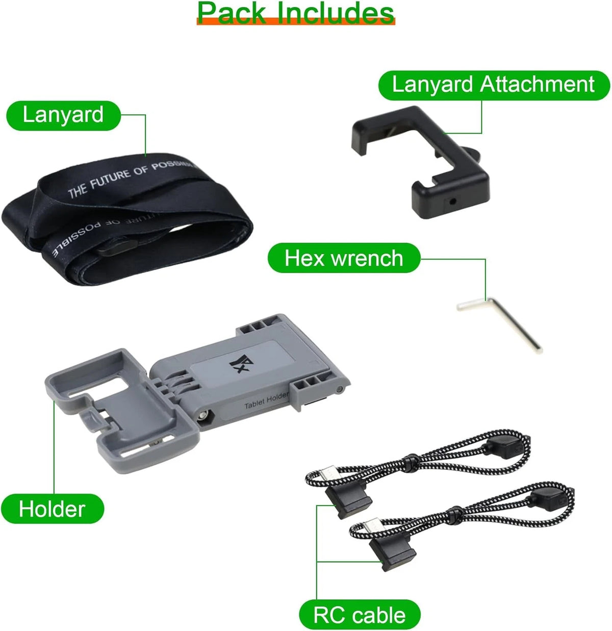 7.9-11 Inch RC-N3,N2,N1,N1C Tablet Holder Mount with RC Cable,Lanyard Grey