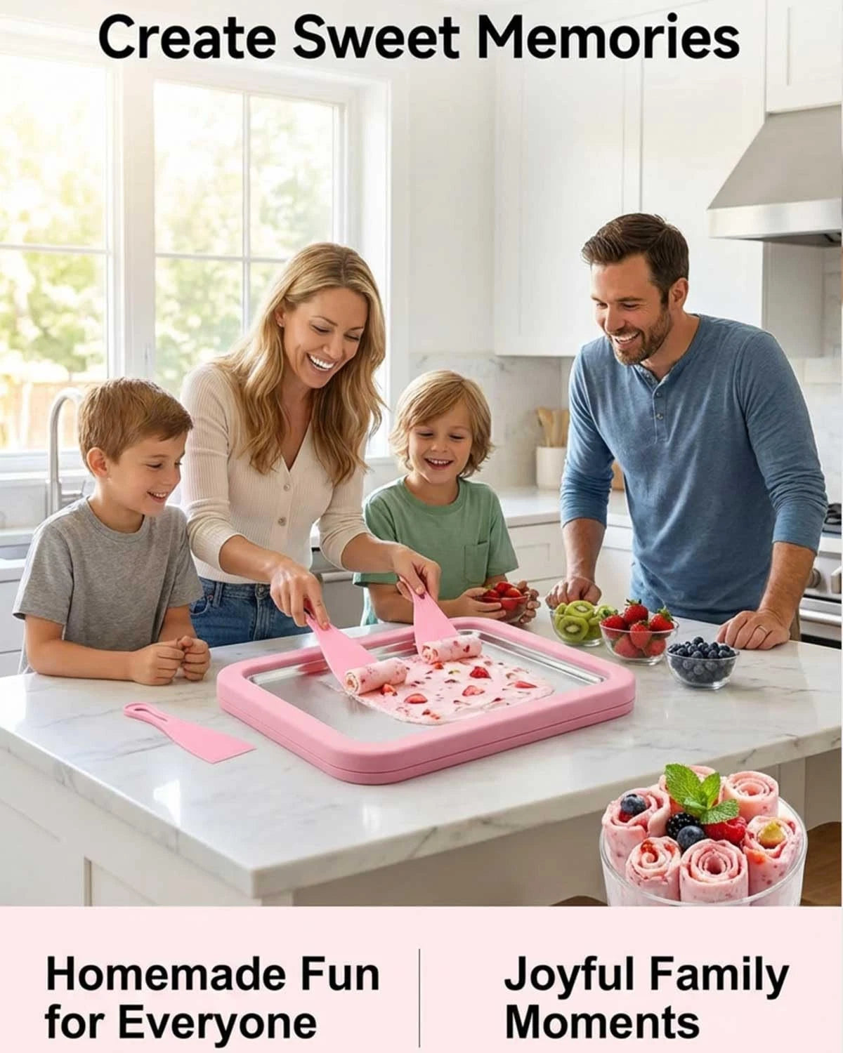 Rolled Ice Cream Maker, DIY Roll Tray normal, PINK