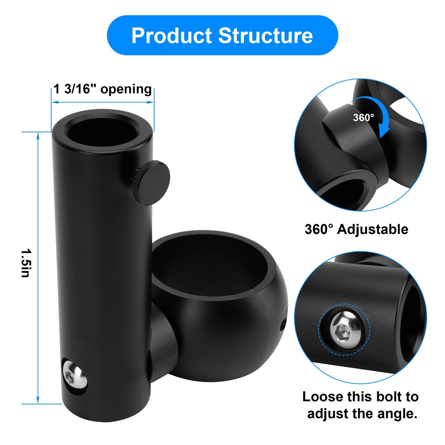 Wakeboard Tower Flag Holder Kit without Drilling 360 Degree Adjustable Black