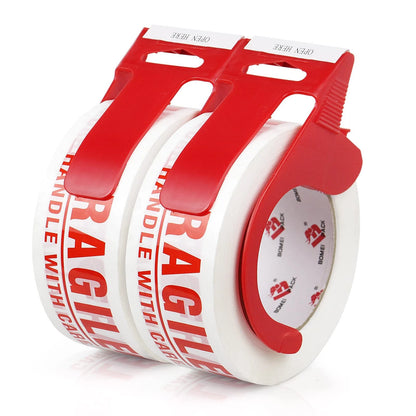BOMEI PACK Fragile Tape 2 Inch x 330 Feet (110 Yards) 2 x 330 Feet, Red