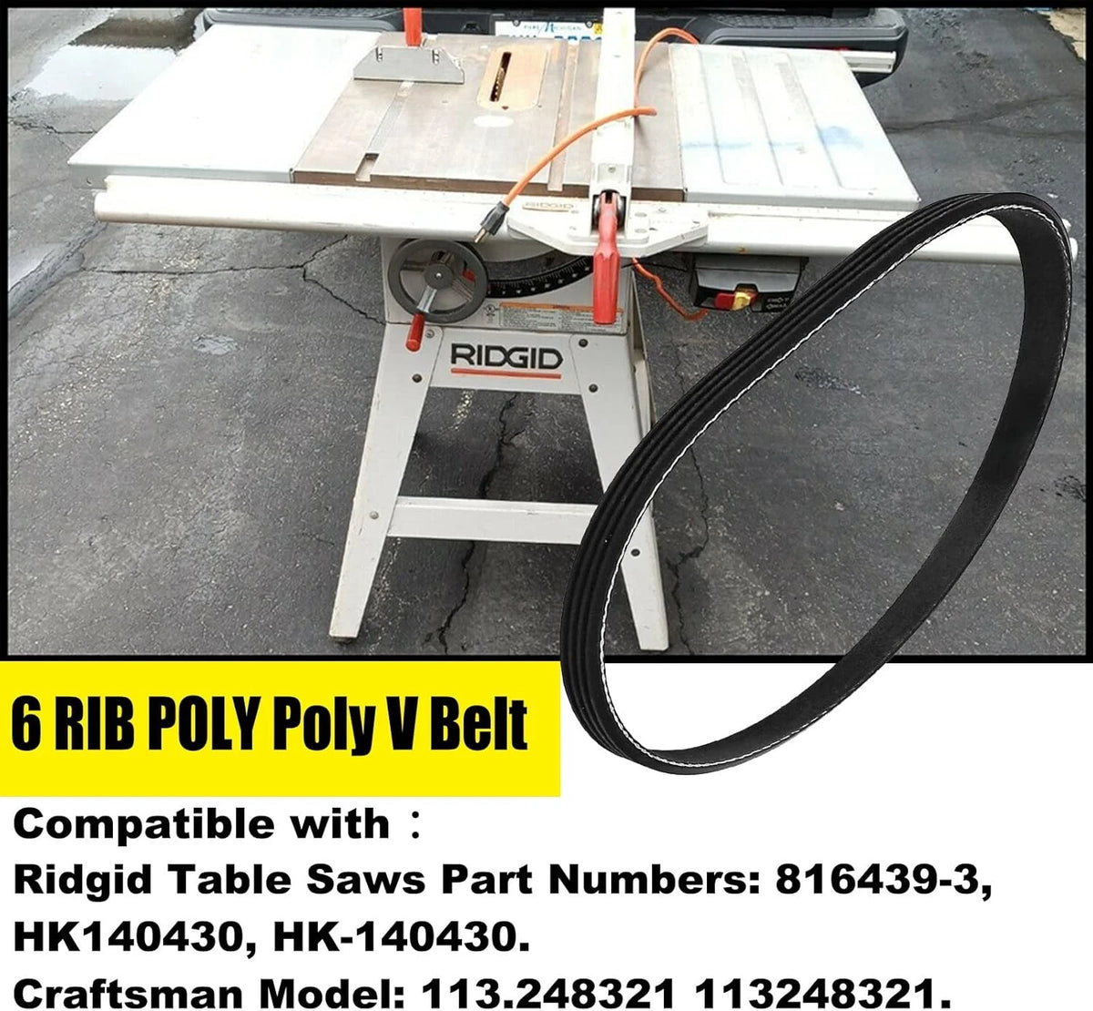 816439-3 Table Saws Drive Belt For Ridgid Saw HK140430 HK-140430 Black