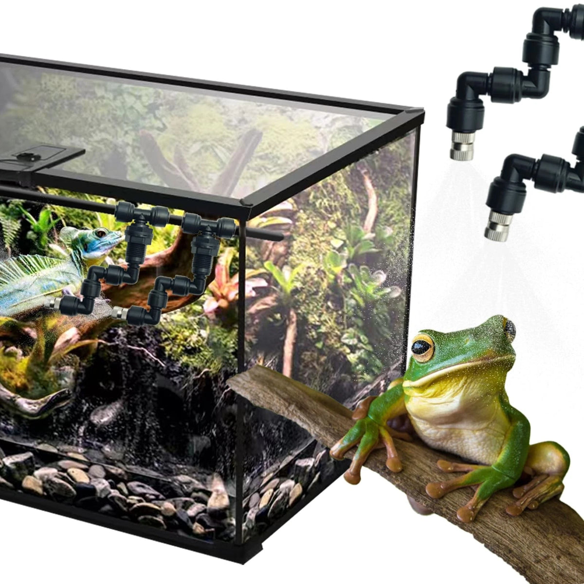Eadabok Reptile Terrariums Misting Accessories 2PCS Single Nozzles, Black