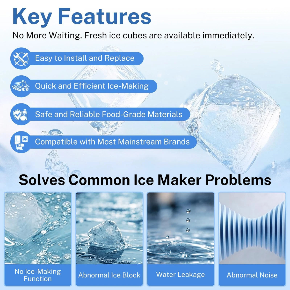 Nurfosttek 2198597 Ice Maker, 185W 115V 60Hz, Fit for Whirlpool, Maytag
