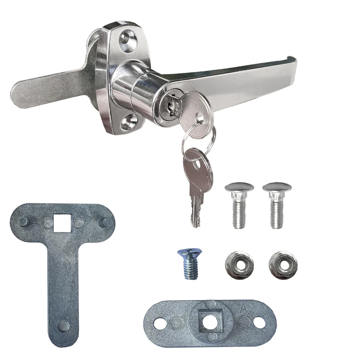 NHDSUO 2 Sets Handle Cam Lock,L-Type Locking Door Handle,Cabinet Chrome