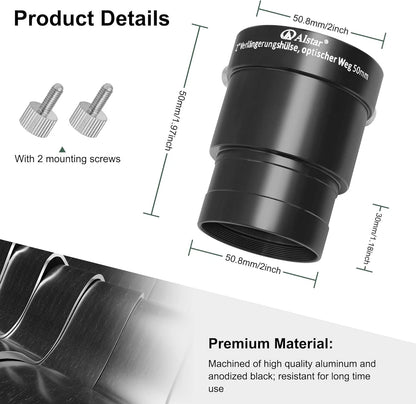 Alstar 2-Inch Telescope Eyepiece Extension Tube Adapter - Optical 2 Inch 50MM