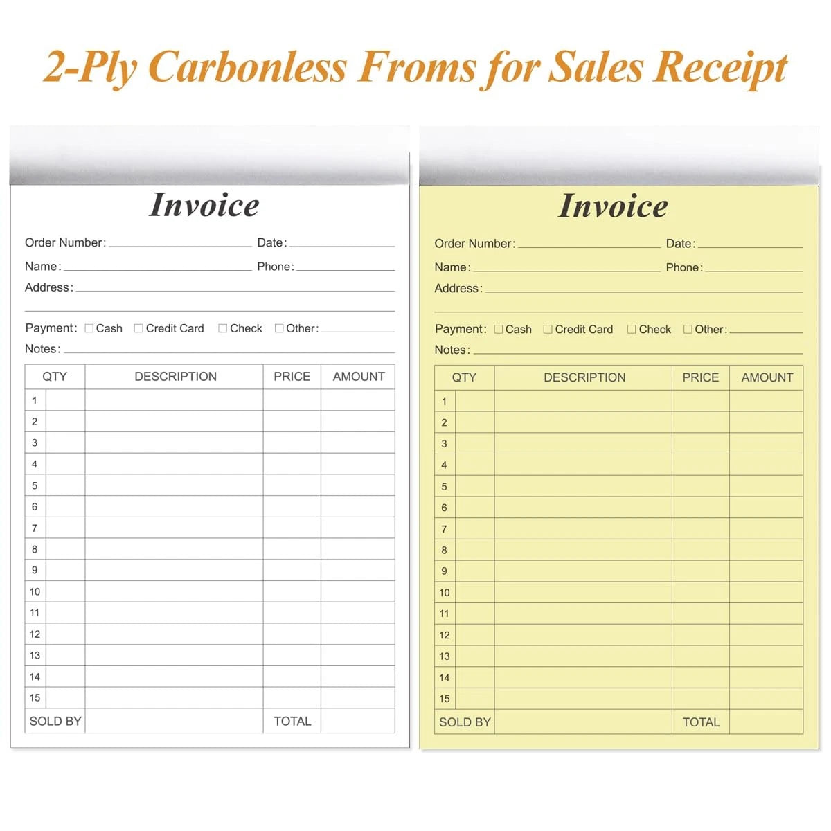 (2-Pack) Invoice Receipt Book with Cardboard 2-Part Carbonless, 5.5" x 8.5"...