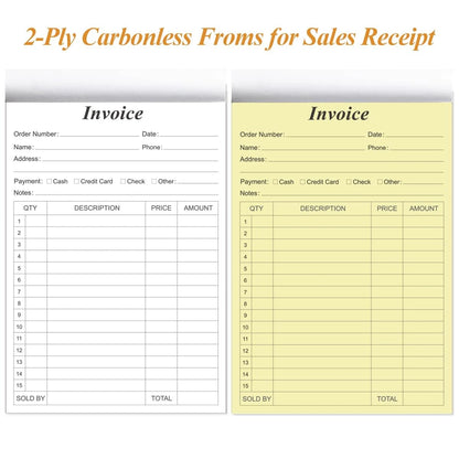 (2-Pack) Invoice Receipt Book with Cardboard 2-Part Carbonless, 5.5" x 8.5"...