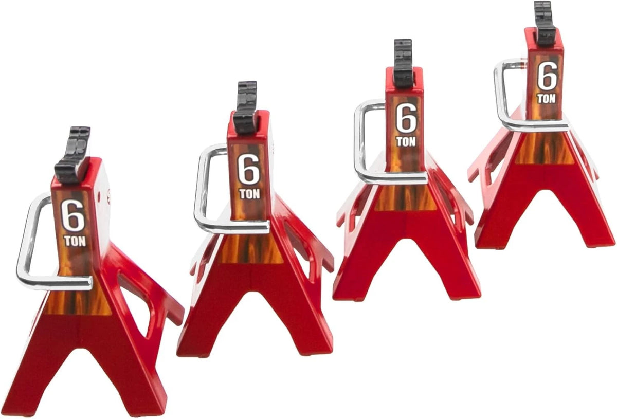 4Pcs Vgoohobby 1/10 RC Scale Toy Decoration Metal Jack Stands Red