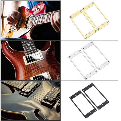 2 Pcs Silver Iron Humbucker Pickup Ring W/ Srcews For Les Paul LP Guitar Parts
