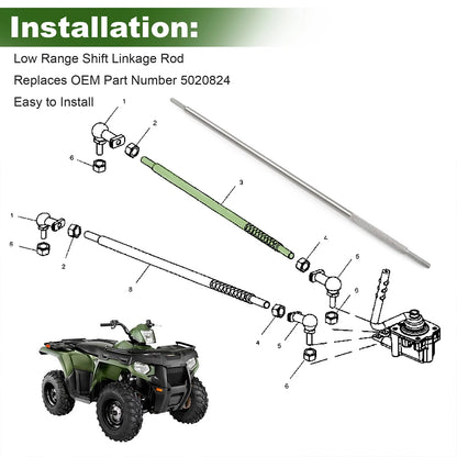 Low Range Shift Linkage Rod 5020824 For Polaris Sportsman 500 400 - Silver