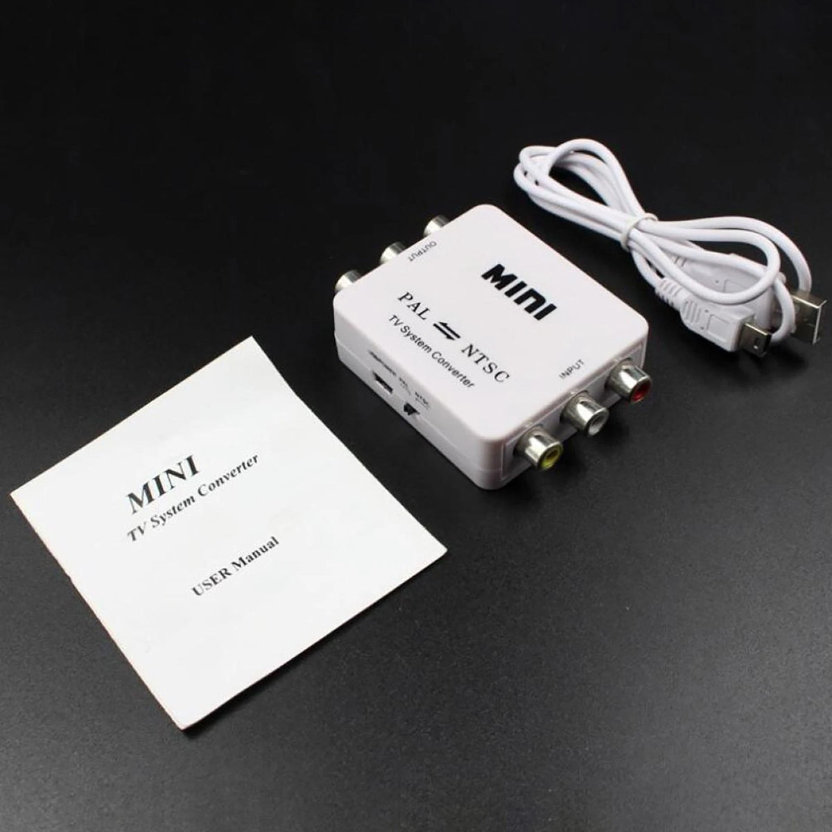 Dual-Way 3 RCA TV System Converter Format Video USB Powered PAL NTSC Converter L