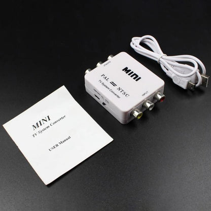 Dual-Way 3 RCA TV System Converter Format Video USB Powered PAL NTSC Converter L