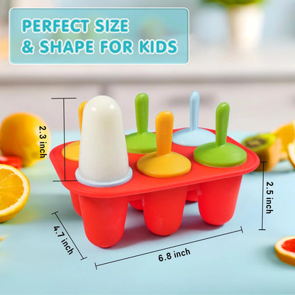 Silicone Popsicle Molds for Toddlers, 6-Cavity Mini 6 Cavities, Red