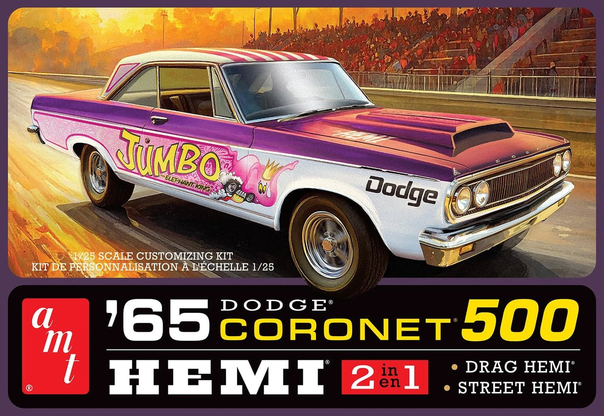 AMT 1965 Dodge Coronet 500 Hardtop HEMI 1:25 Scale Model Kit White