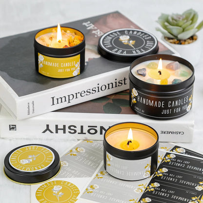 CONNOO 48 Pack Candle Tins - 24pcs 8oz + 4oz 48pcs 4oz+8oz, Matte Black