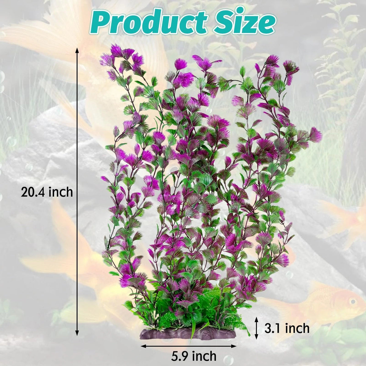 Hamiledyi Aquarium Plastic Plants Decor Artificial Fish 20.4 in, B