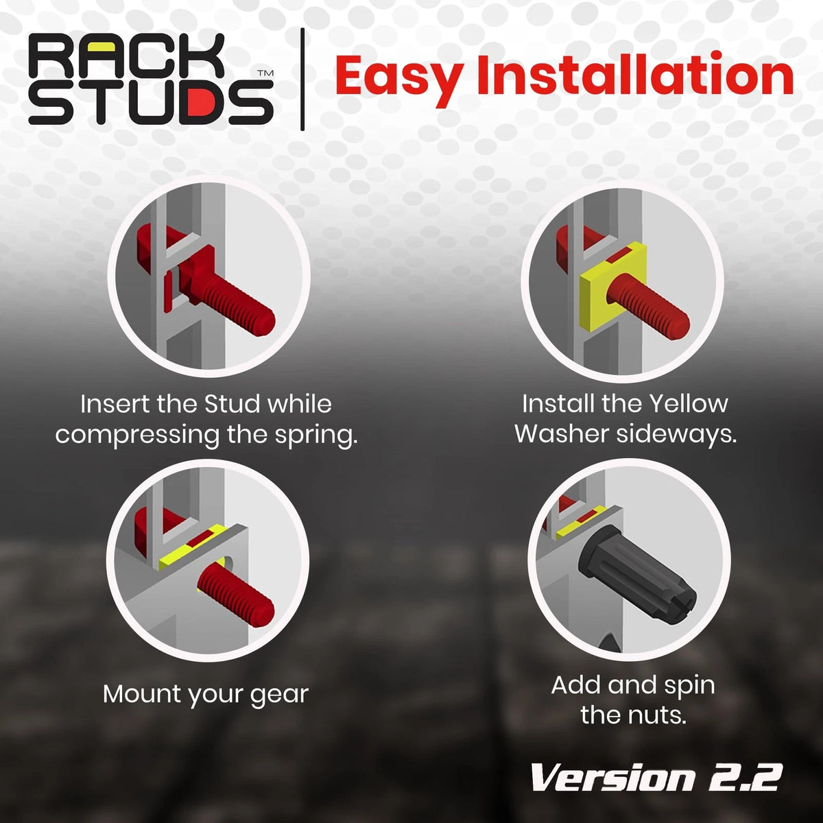 Rackstuds R20 Series II - Server Rack Screws 20 Pack | Cage Nut 20 Pack, Red