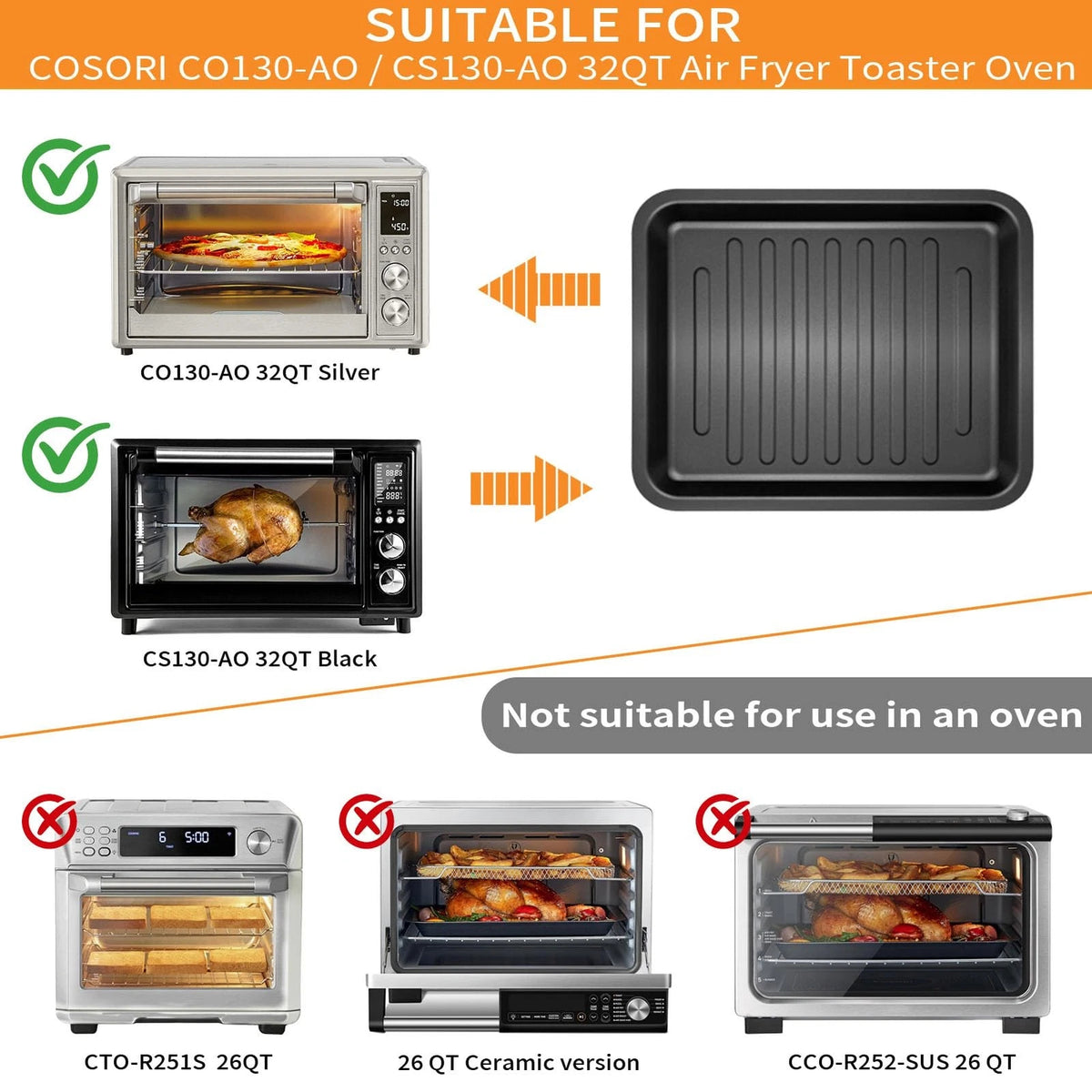 GWY Air Fryer Toaster Accessories Replacement for 14"L x 12"W x 1.2"H, Black