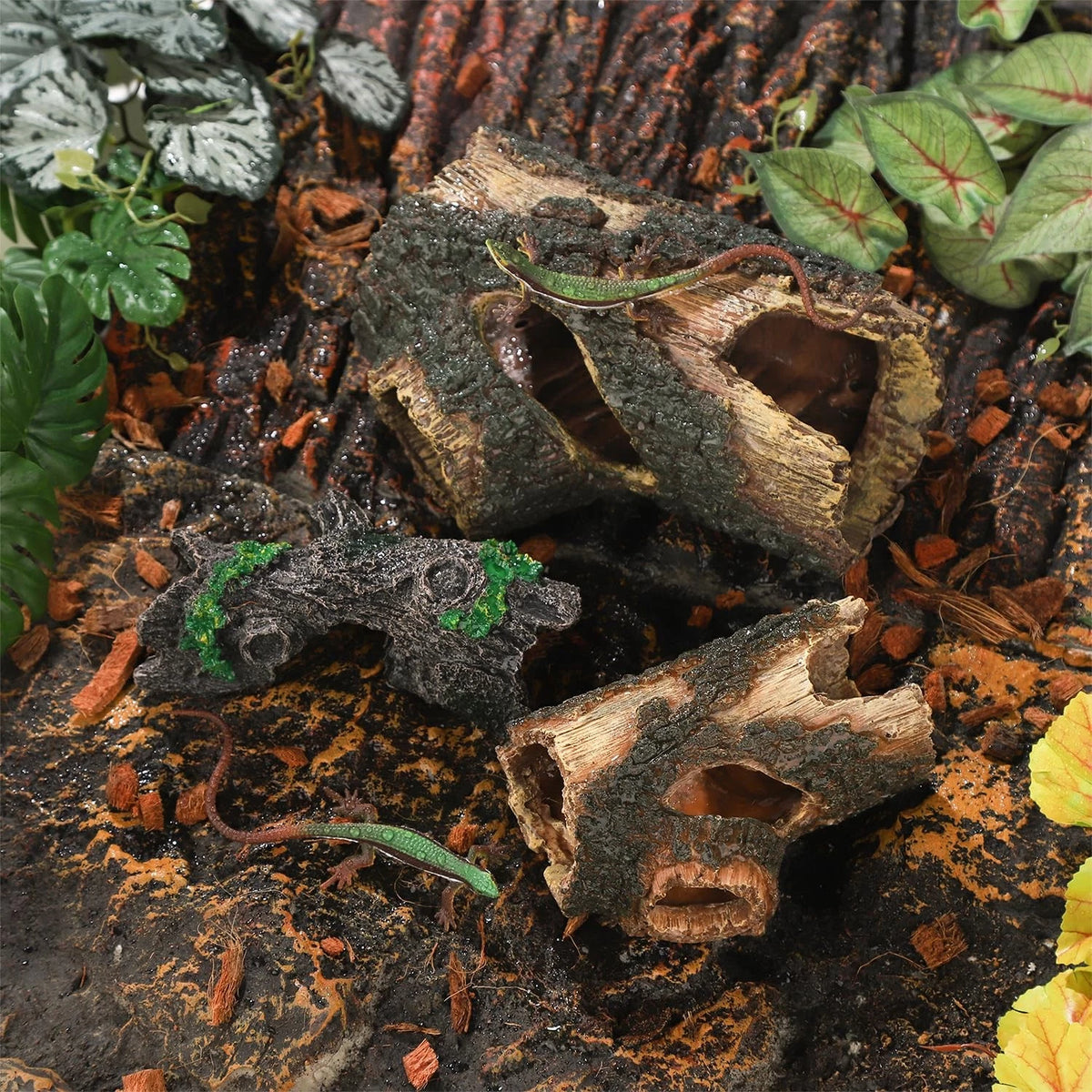 IBWell Aquarium Wood Fish Tank Decorations，Resin Fake 5.3"*2.0"*8.9", Log