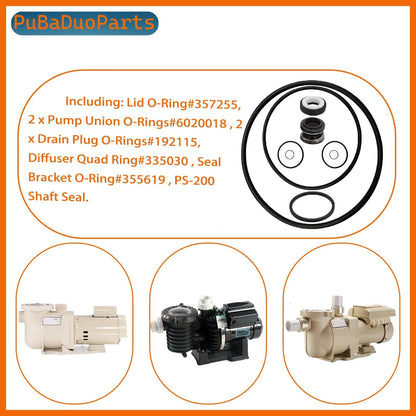 PuBaDuoParts Pool Pump Gasket Seal O-Ring Rebuild Repair Kit Fit for black
