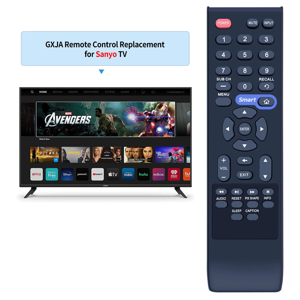 GXJA Replacement Remote Control For Sanyo LCD TV DP50E84 DP55D33 DP58D33