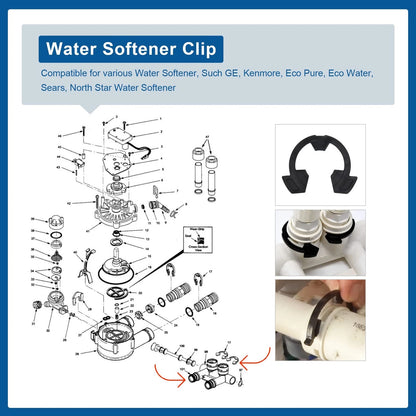 MEFONKOU 1" Water Softener Clips 7337589 Fit for GE/Kenmore Eco-Pure Black