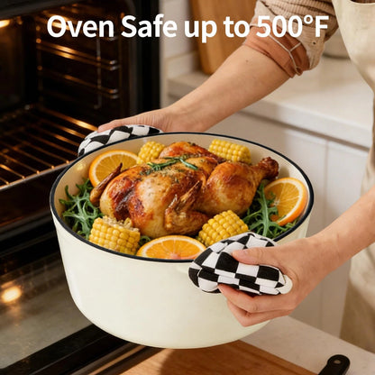 Blingco Enameled Cast Iron Dutch Oven pot 6.5 QT with Lid 6.5qt, Cream White